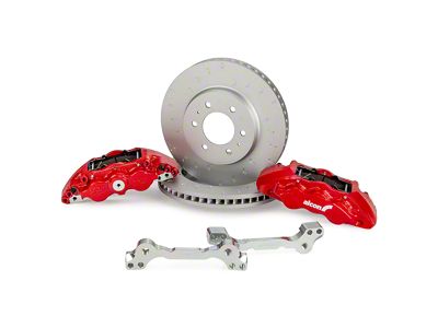 Alcon 6-Piston Front Big Brake Kit with 347x36mm Slotted Rotors; Red Calipers (21-25 F-150, Excluding Raptor)