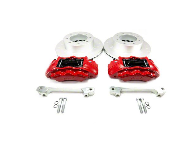 Alcon 6-Piston Front Big Brake Kit with 363x38mm Slotted Rotors; Red Calipers (17-24 F-250 Super Duty)