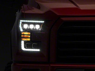 AlphaRex NOVA-Series LED Projector Headlights; Matte Black Housing; Clear Lens (15-17 F-150 w/ Factory Halogen Headlights)