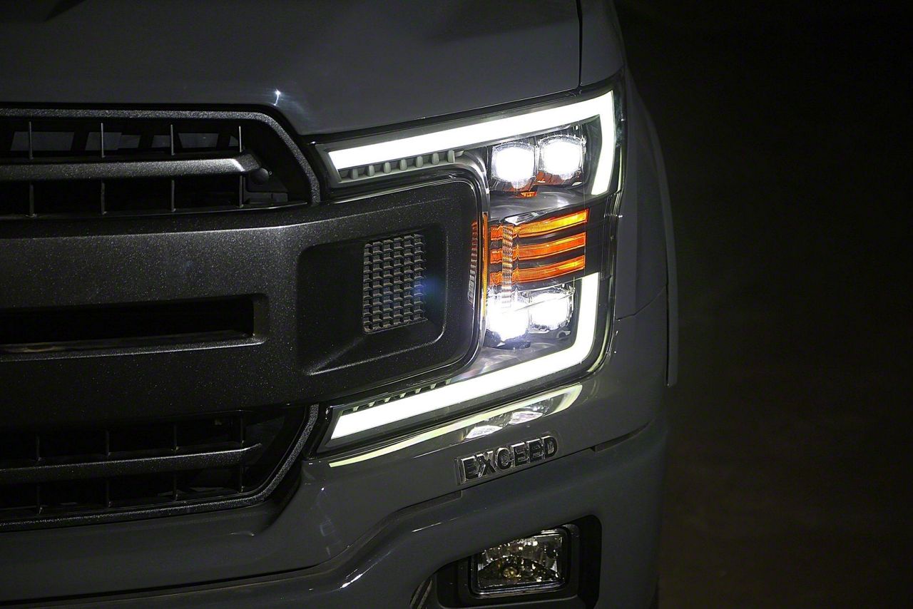 AlphaRex NOVA-Series LED Projector Headlights; Alpha Black Housing; Clear Lens (18-20 F-150 w/ Factory LED Headlights)