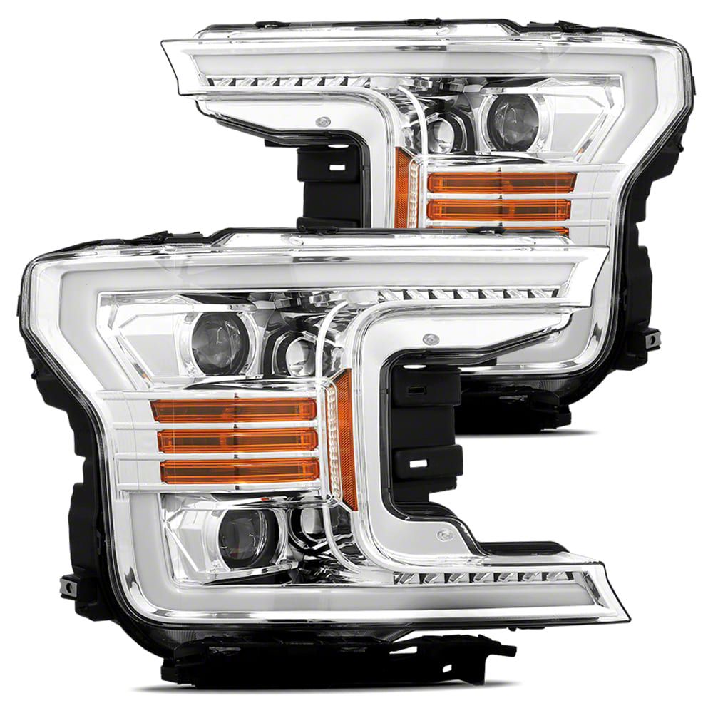 PRO-Series Projector Headlights; Chrome Housing; Clear Lens (18-20 F-150 w/ Factory LED Headlights)