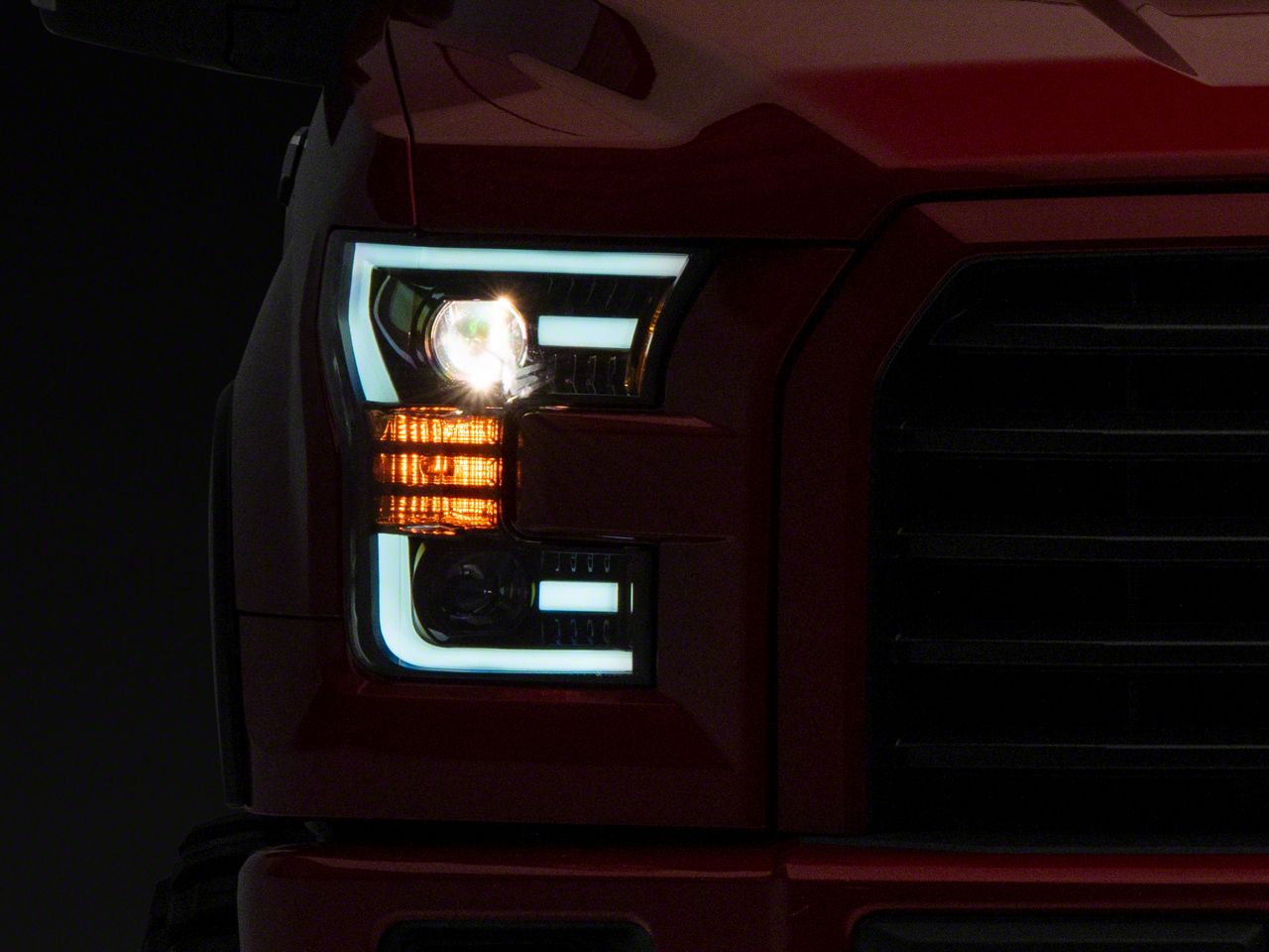 PRO-Series Projector Headlights; Jet Black Housing; Clear Lens (15-17 F-150 w/ Factory Halogen Headlights)