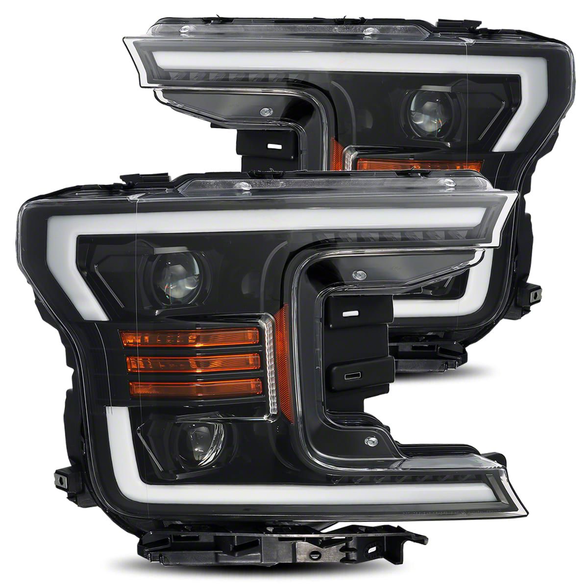 PRO-Series Projector Headlights; Jet Black Housing; Clear Lens (18-20 F-150 w/ Factory LED Headlights)