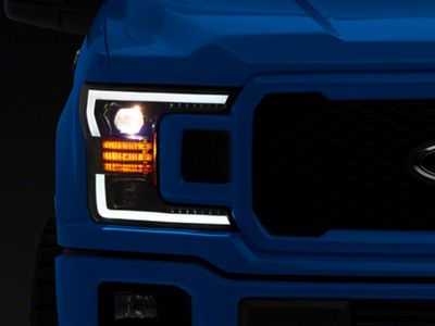 PRO-Series Projector Headlights; Jet Black Housing; Clear Lens (18-20 F-150 w/ Factory Halogen Headlights)