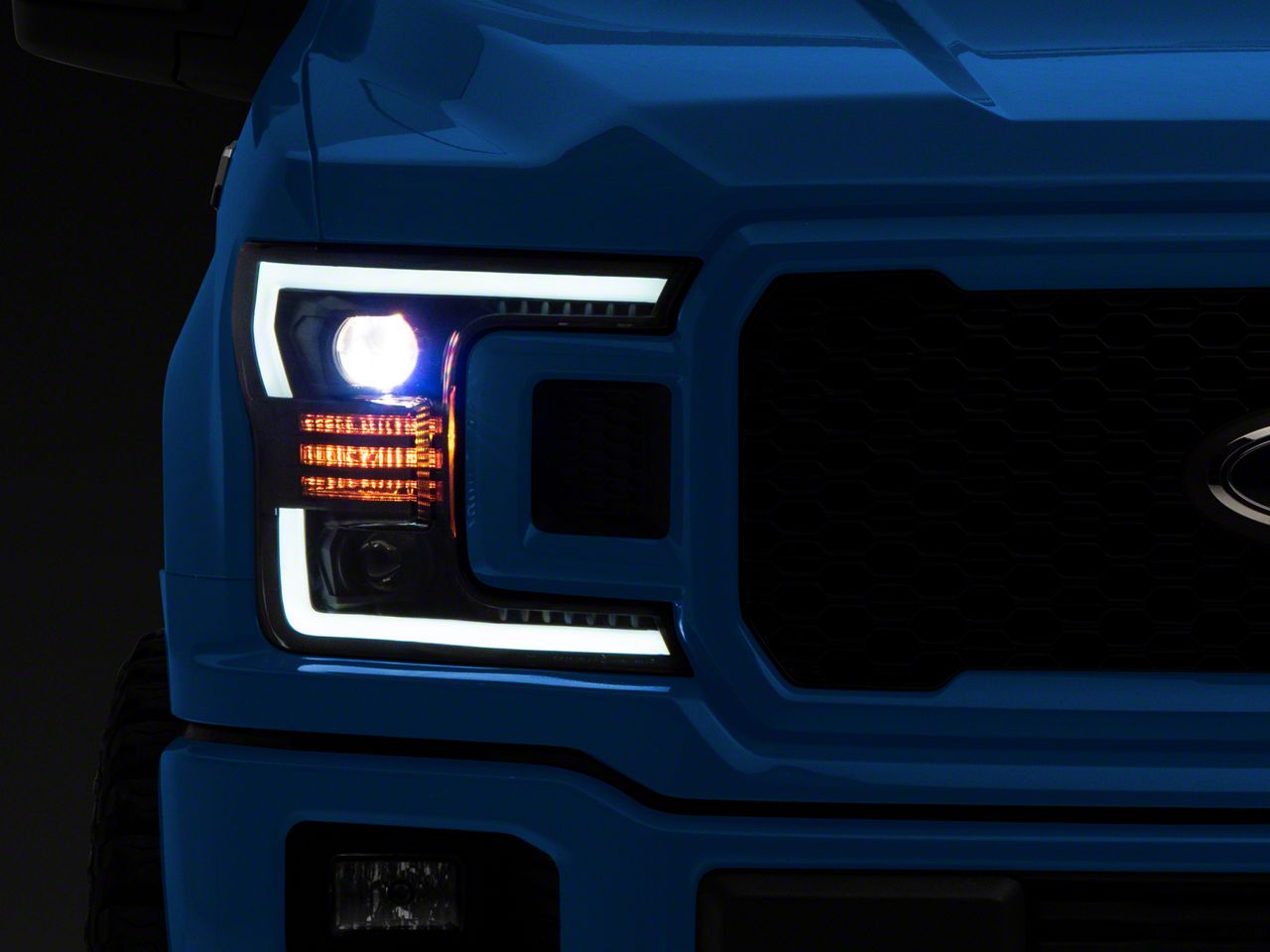 PRO-Series Projector Headlights; Matte Black Housing; Clear Lens (18-20 F-150 w/ Factory Halogen Headlights)