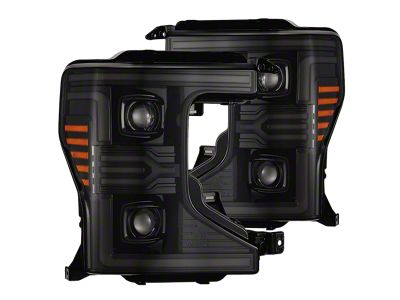 AlphaRex LUXX-Series LED Projector Headlights; Alpha-Black Housing; Clear Lens (20-22 F-250 Super Duty w/ Factory Halogen Headlights)