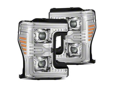 AlphaRex MK II LUXX-Series LED Projector Headlights; Chrome Housing; Clear Lens (20-22 F-250 Super Duty w/ Factory Halogen Headlights)