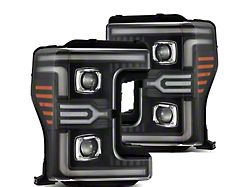 AlphaRex MK II LUXX-Series LED Projector Headlights; Black Housing; Clear Lens (17-19 F-350 Super Duty w/ Factory Halogen Headlights)