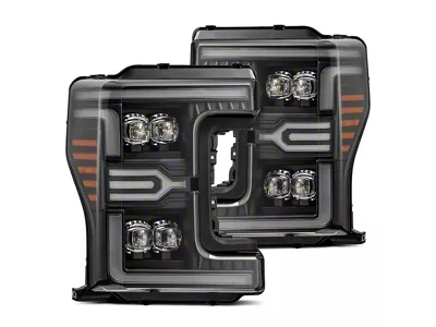 AlphaRex MK II NOVA-Series LED Projector Headlights; Black Housing; Clear Lens (17-19 F-350 Super Duty w/ Factory Halogen Headlights)