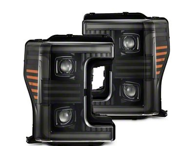AlphaRex MK II PRO-Series LED Projector Headlights; Alpha Black Housing; Clear Lens (17-19 F-350 Super Duty w/ Factory Halogen Headlights)