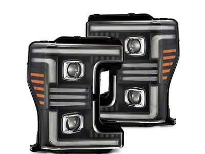 AlphaRex MK II PRO-Series LED Projector Headlights; Black Housing; Clear Lens (17-19 F-350 Super Duty w/ Factory Halogen Headlights)
