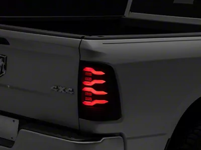 AlphaRex LUXX-Series LED Tail Lights; Black Housing; Smoked Lens (09-18 RAM 1500 w/ Factory Halogen Tail Lights)