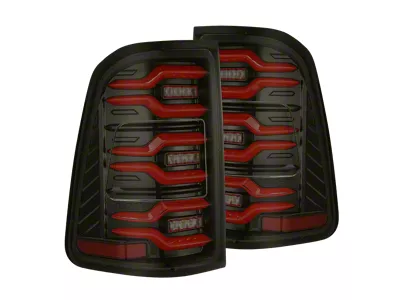 AlphaRex LUXX-Series LED Tail Lights; Black/Red Housing; Smoked Lens (25-26 RAM 1500 w/ Factory Non-Blind Spot Sensor Halogen Tail Lights)