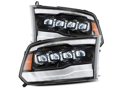 AlphaRex NOVA-Series LED Projector Headlights; Jet Black Housing; Clear Lens (13-18 RAM 1500 w/ Factory Projector Headlights)