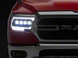 AlphaRex MK II NOVA-Series 2500 Style LED Projector Headlights; Black Housing; Clear Lens (19-24 RAM 1500 w/ Factory Halogen Headlights)