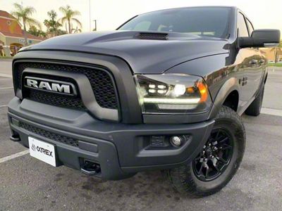 PRO-Series 2500 Style Projector Headlights; Matte Black Housing; Clear Lens (13-18 RAM 1500 w/ Factory Halogen Projector Headlights)