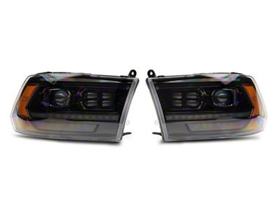 PRO-Series 2500 Style Projector Headlights; Alpha Black Housing; Clear Lens (13-18 RAM 1500 w/ Factory Halogen Projector Headlights)