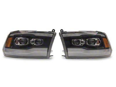 PRO-Series Projector Headlights; Black Housing; Clear Lens (13-18 RAM 1500 w/ Factory Projector Headlights)