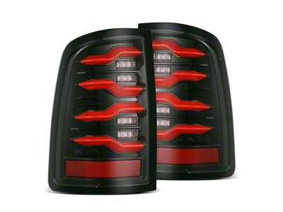 AlphaRex LUXX-Series LED Tail Lights; Black/Red Housing; Smoked Lens (13-18 RAM 3500 w/ Factory LED Tail Lights)