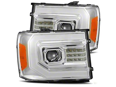 AlphaRex LUXX-Series LED Projector Headlights; Chrome Housing; Clear Lens (07-14 Sierra 2500 HD)