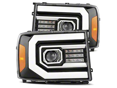 AlphaRex LUXX-Series LED Projector Headlights; Jet Black Housing; Clear Lens (07-14 Sierra 3500 HD)