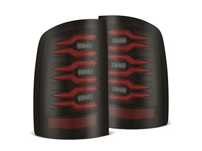 AlphaRex LUXX-Series LED Tail Lights; Black/Red Housing; Smoked Lens (07-14 Sierra 3500 HD SRW)
