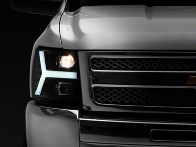 PRO-Series Projector Headlights; Jet Black Housing; Clear Lens (07-13 Silverado 1500)