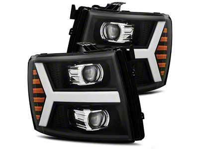 PRO-Series Projector Headlights; Matte Black Housing; Clear Lens (07-13 Silverado 1500)