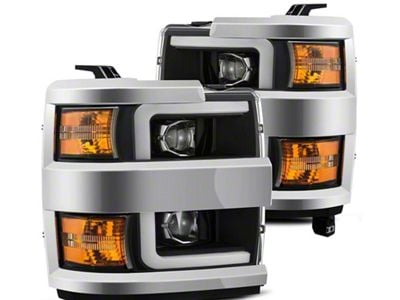 AlphaRex LUXX-Series LED Projector Headlights; Black Housing; Clear Lens (15-19 Silverado 2500 HD)