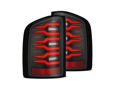 AlphaRex LUXX-Series LED Tail Lights; Black/Red Housing; Smoked Lens (07-14 Silverado 2500 HD)