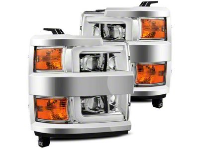 AlphaRex LUXX-Series LED Projector Headlights; Chrome Housing; Clear Lens (15-19 Silverado 3500 HD)