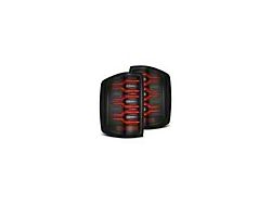 AlphaRex LUXX-Series LED Tail Lights; Black/Red Housing; Smoked Lens (15-16 Silverado 3500 HD w/ Factory Halogen Tail Lights)