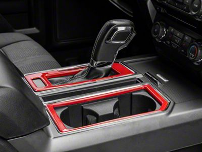 RedRock Center Console Shifter Trim Bezels; Red (15-20 F-150)