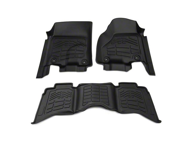 RedRock Sure-Fit Front and Second Row Floor Liners; Black (13-18 RAM 1500 Crew Cab)