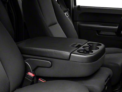 Soillar Leather Armrest Cover & Foam – Jump Seat Console, Fits 2007-2014 Chevy Silverado, Tahoe, Suburban, GMC Sierra, Yukon (Black)