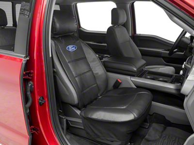 Sideless Seat Cover with Ford Logo; Black (Universal; Some Adaptation May Be Required)