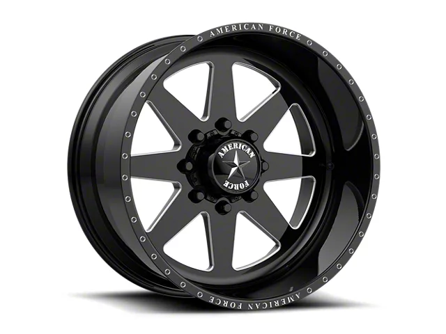 American Force 11 Independence SS Gloss Black Machined 8-Lug Wheel; 22x12; -40mm Offset (20-24 Sierra 2500 HD)