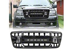 American Modified Armor Upper Replacement Grille with LED Off-Road Lights; Gloss Black (04-08 F-150)