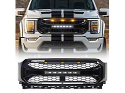 American Modified Armor Upper Replacement Grille with LED Off-Road Lights; Gloss Black (21-23 F-150, Excluding Raptor)