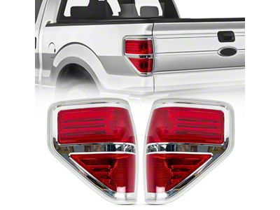 American Modified Tail Lights; Chrome Housing; Red Lens (09-14 F-150 Styleside)