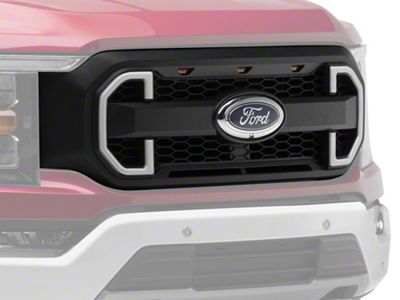 American Modified Raptor Style Mesh Upper Replacement Grille with DRL and Turn Signal Lights; Matte Black (21-23 F-150, Excluding Raptor)