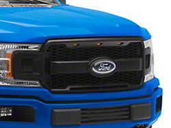 American Modified Raptor Style Mesh Upper Replacement Grille with Emblem Base and DRL; Matte Black (18-20 F-150, Excluding Raptor)