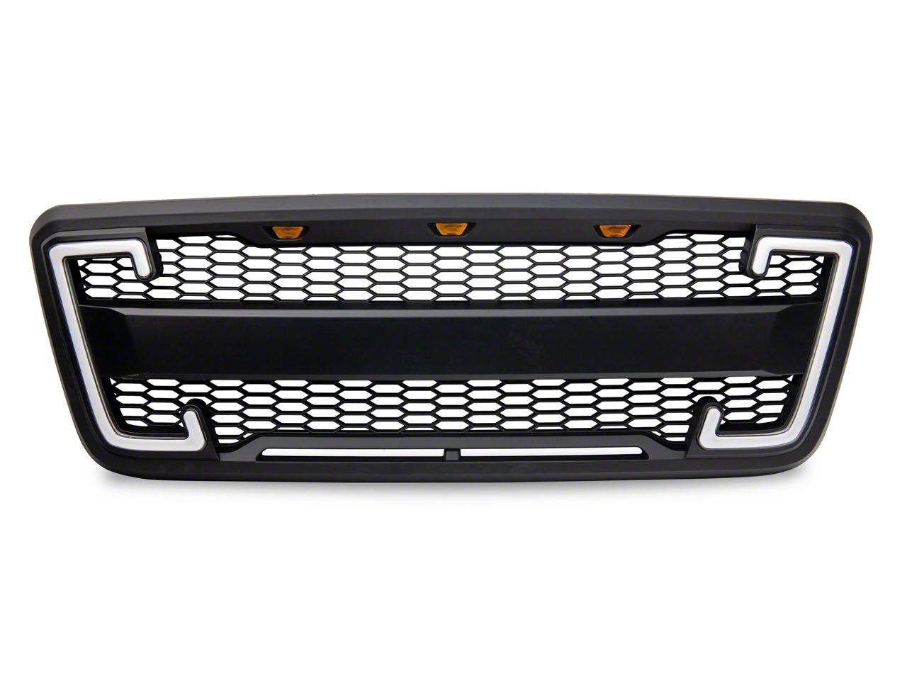 Raptor Style Front Grille – Matte Black – Fits 2004-2008 Ford F-150 – With LED Lights