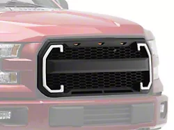 American Modified Raptor Style Mesh Upper Replacement Grille with DRL and Turn Signals; Matte Black (15-17 F-150, Excluding Raptor)