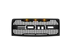 American Modified Raptor Style Upper Replacement Grille with Amber Lights; Matte Black (09-14 F-150, Excluding Raptor)