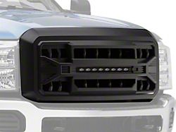 American Modified Armor Upper Replacement Grille with LED Off-Road Lights; Black (11-16 F-350 Super Duty)