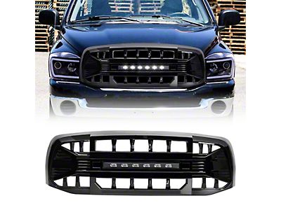Glossy Black ABS Front Hood Grille Guard For 2006-2008 Dodge Ram 1500 / 2006-2009 2500 & 3500