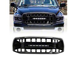 American Modified Armor Upper Replacement Grille with LED Off-Road Lights; Gloss Black (06-09 RAM 2500)