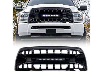 American Modified Armor Upper Replacement Grille with LED Off-Road Lights; Gloss Black (13-18 RAM 3500)
