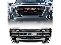 American Modified Armor Upper Replacement Grille with Emblem Base; Glossy Black and Chrome (19-21 Sierra 1500; 2022 Sierra 1500 Limited)